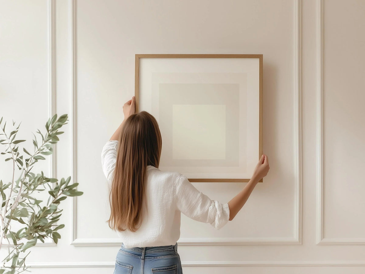 Josef Albers Inspired 'Devil' Giclee Print: Mid-Century Modern Art, Handframed Option (1x1)