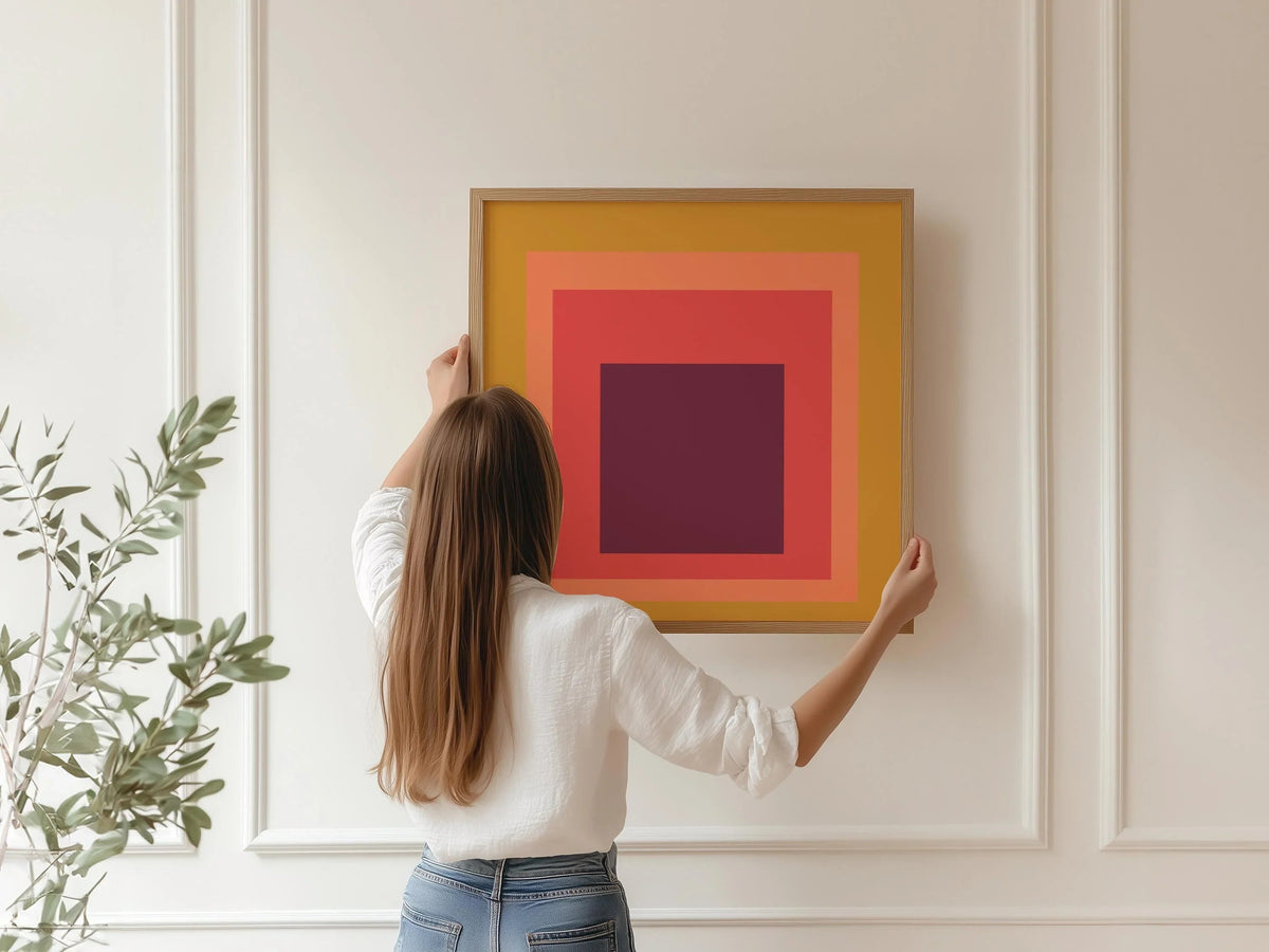 Inspired by Josef Albers 'Split Peach' Giclee Print: Mid-Century Modern Art 'Homage to the Square'
