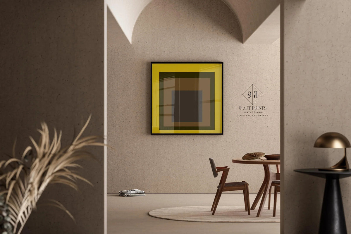 Josef Albers Inspired 'Harvest' Giclee Print: Mid-Century Modern Art, Mustard Yellow