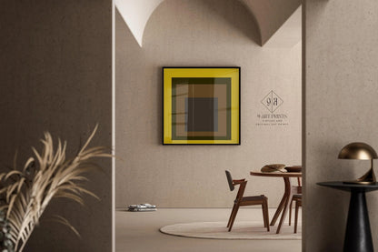 Josef Albers Inspired 'Harvest' Giclee Print: Mid-Century Modern Art, Mustard Yellow