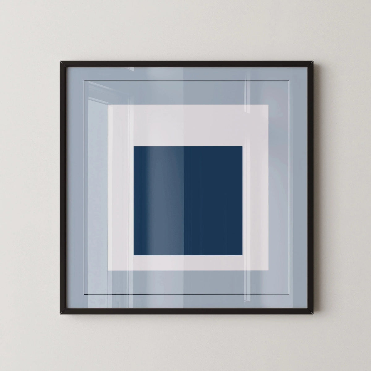 After Josef Albers - Madmen (Homage to the Square) PRINT |  Mid-century Modern Art Print in Cool Blue (available framed) 1x1