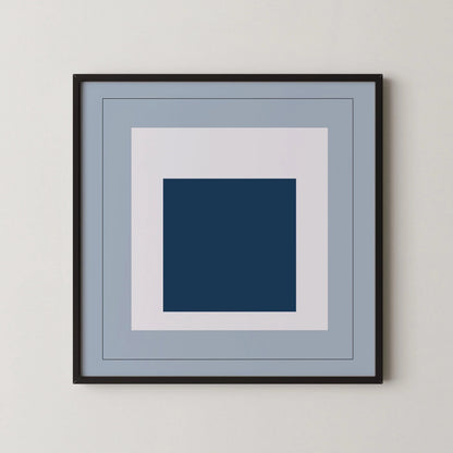 After Josef Albers - Madmen (Homage to the Square) PRINT |  Mid-century Modern Art Print in Cool Blue (available framed) 1x1
