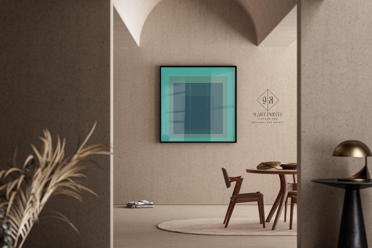 Josef Albers Inspired 'Meadow' Giclee Print: Mid-Century Modern Art, Mint Green