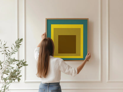 Estampe Giclée « Memento » inspirée de Josef Albers – Hommage au carré : Art moderne du milieu du siècle