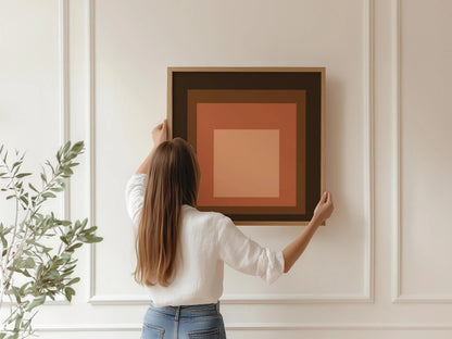 Inspired by Josef Albers Oxblood Art Print: 'Homage to the Square' Mid-Century Modern Giclee Print