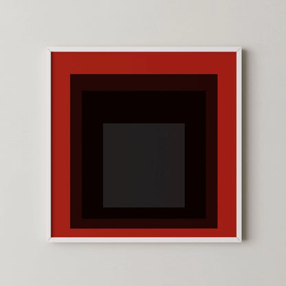 Josef Albers Inspired 'Sly' Giclee Print: Mid-Century Modern Red Square Art (1x1)