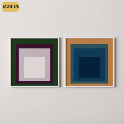 Ensemble d'estampes inspirées de Josef Albers, Hommage au Carré : Art moderne du milieu du siècle
