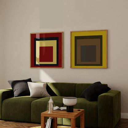 Josef Albers Inspired Art Print Set: Mid-Century Modern Square Homage