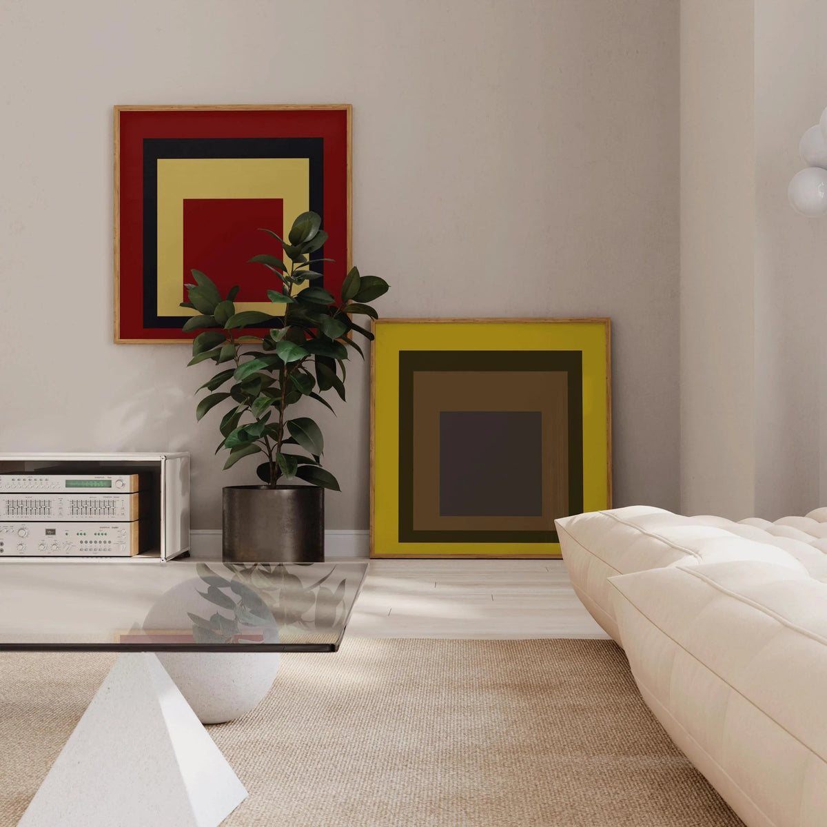 Josef Albers Inspired Art Print Set: Mid-Century Modern Square Homage