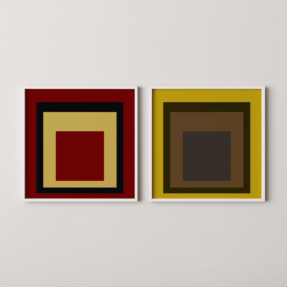 Josef Albers Inspired Art Print Set: Mid-Century Modern Square Homage