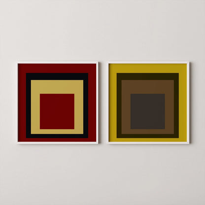 Josef Albers Inspired Art Print Set: Mid-Century Modern Square Homage