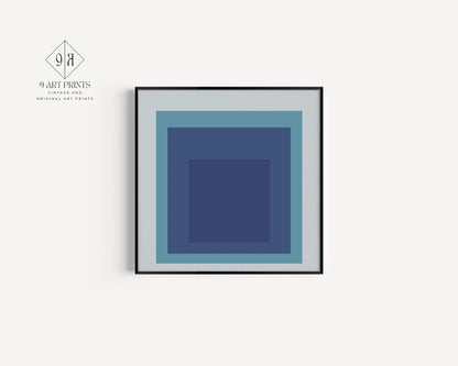 Josef Albers Inspired 'Tide' Giclee Print: Mid-Century Modern Art, Mint Blue