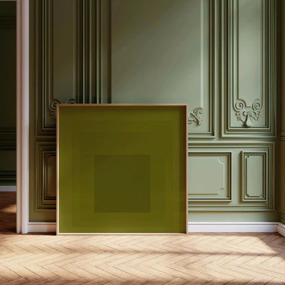 Josef Albers Inspired 'Homage to the Square' Giclee Print Mid-Century Modern Olive Green Art