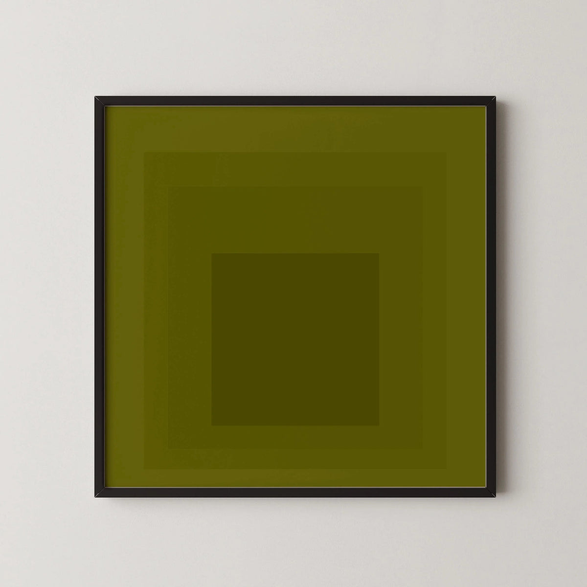 Josef Albers Inspired 'Homage to the Square' Giclee Print Mid-Century Modern Olive Green Art
