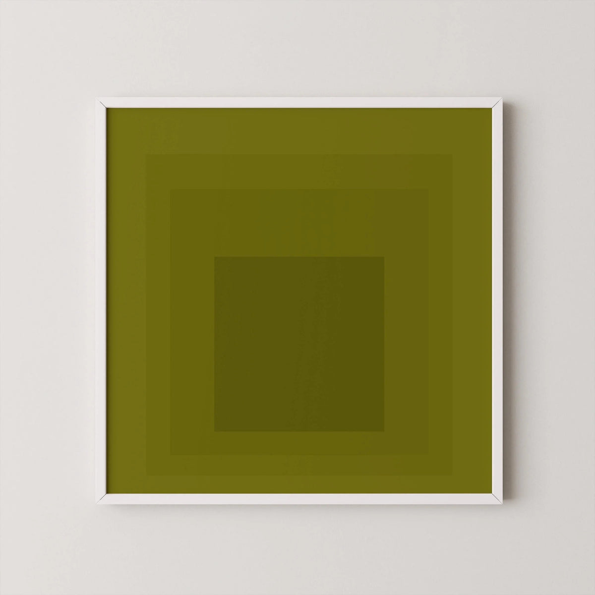 Josef Albers Inspired 'Homage to the Square' Giclee Print Mid-Century Modern Olive Green Art