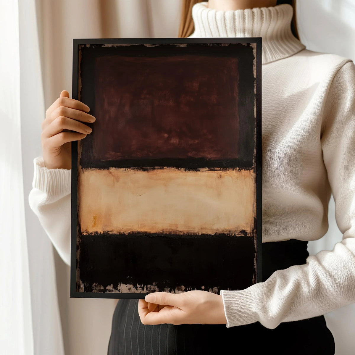 Rothko Style Abstract Art Print: Beige, Brown, Black Colour Field