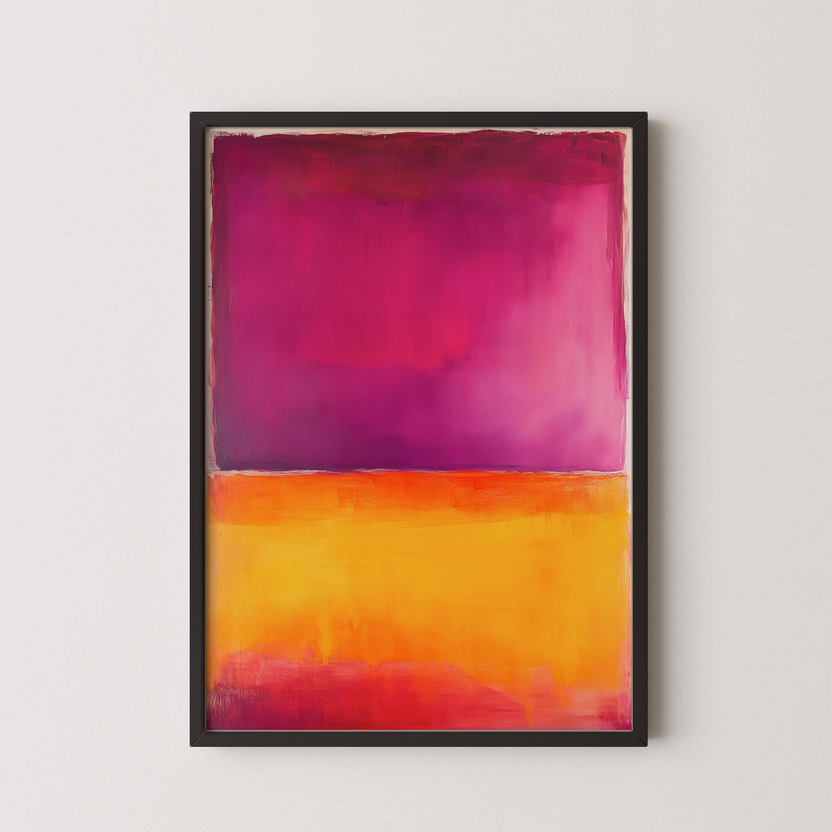 D'après Mark Rothko - Orange et violet (Colour Field : IA) | Art abstrait moderne (Disponible encadré à la main ou sans cadre)