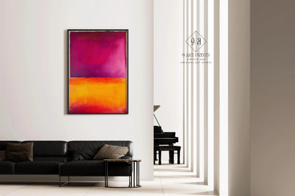 D'après Mark Rothko - Orange et violet (Colour Field : IA) | Art abstrait moderne (Disponible encadré à la main ou sans cadre)