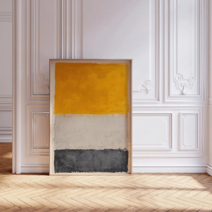 D'après Mark Rothko - Blanc, jaune et gris foncé (Colour Field : IA) | Art abstrait moderne (Disponible encadré à la main ou non encadré)