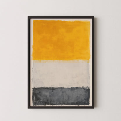 D'après Mark Rothko - Blanc, jaune et gris foncé (Colour Field : IA) | Art abstrait moderne (Disponible encadré à la main ou non encadré)