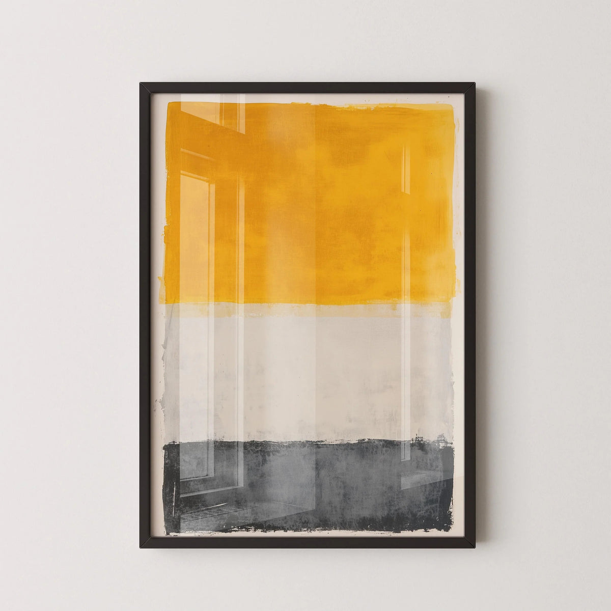 D'après Mark Rothko - Blanc, jaune et gris foncé (Colour Field : IA) | Art abstrait moderne (Disponible encadré à la main ou non encadré)