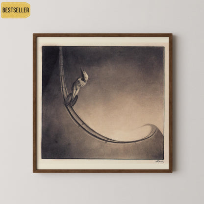 Alfred Kubin - Homme | Art Esotérique Surréaliste Symboliste Monochrome Célèbre (disponible encadré à la main ou non encadré) 1x1