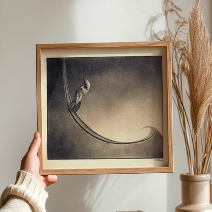 Alfred Kubin - Homme | Art Esotérique Surréaliste Symboliste Monochrome Célèbre (disponible encadré à la main ou non encadré) 1x1