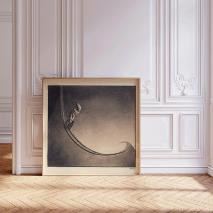 Alfred Kubin - Homme | Art Esotérique Surréaliste Symboliste Monochrome Célèbre (disponible encadré à la main ou non encadré) 1x1