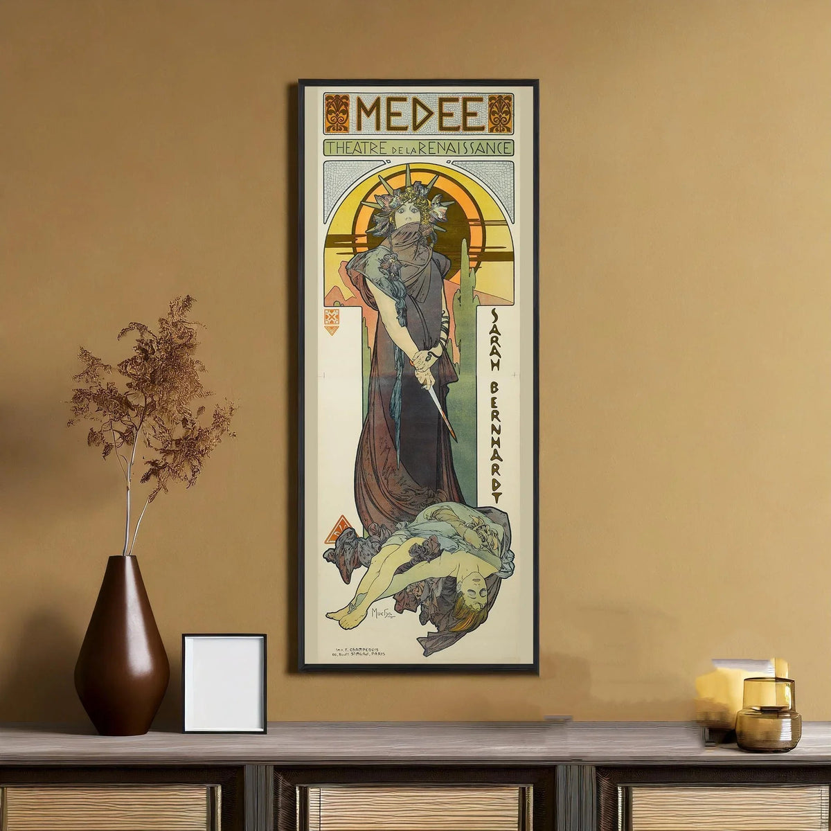 Alphonse Mucha Medée Affiche de théâtre vintage : Impression Art nouveau encadrée