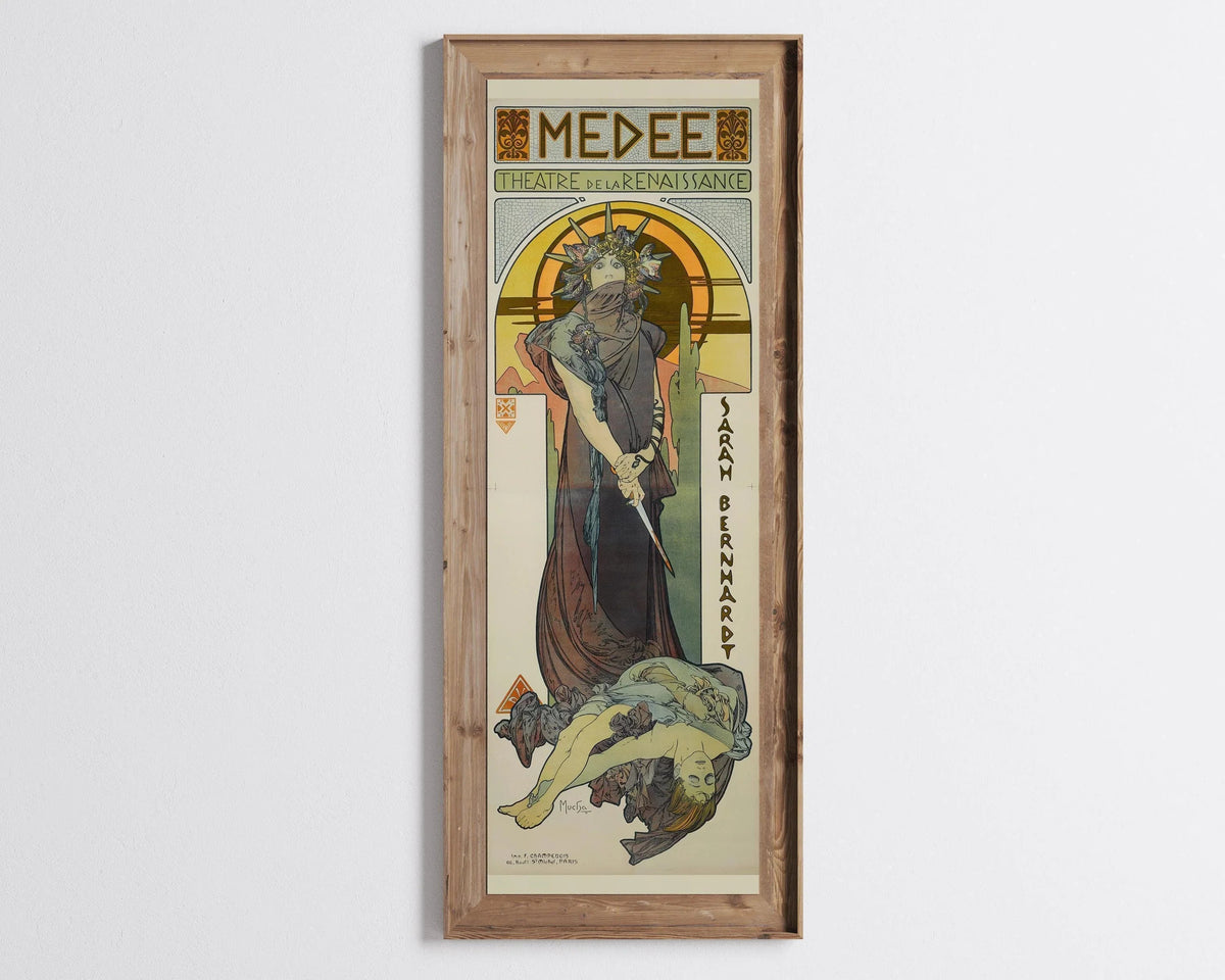 Alphonse Mucha Medée Affiche de théâtre vintage : Impression Art nouveau encadrée