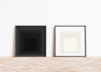 Josef Albers Inspired Art Print Set: Mid-Century Modern Square Duo