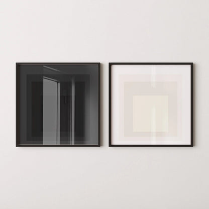 Josef Albers Inspired Art Print Set: Mid-Century Modern Square Duo