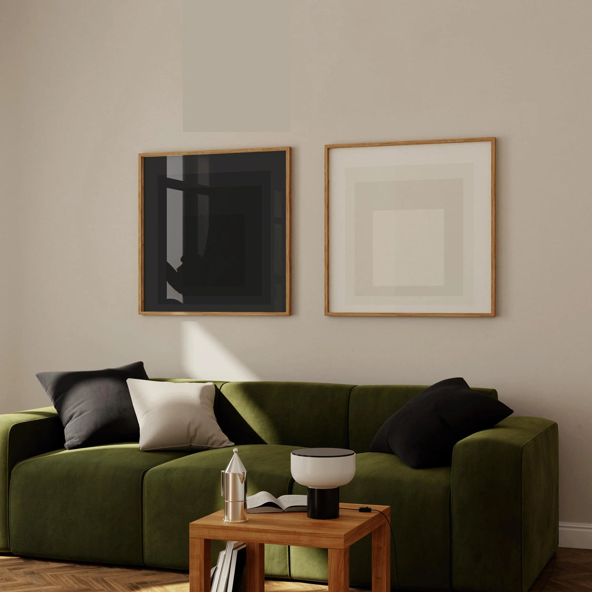 Josef Albers Inspired Art Print Set: Mid-Century Modern Square Duo