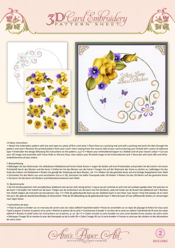 Patron de broderie sur papier Ann - Rose jaune