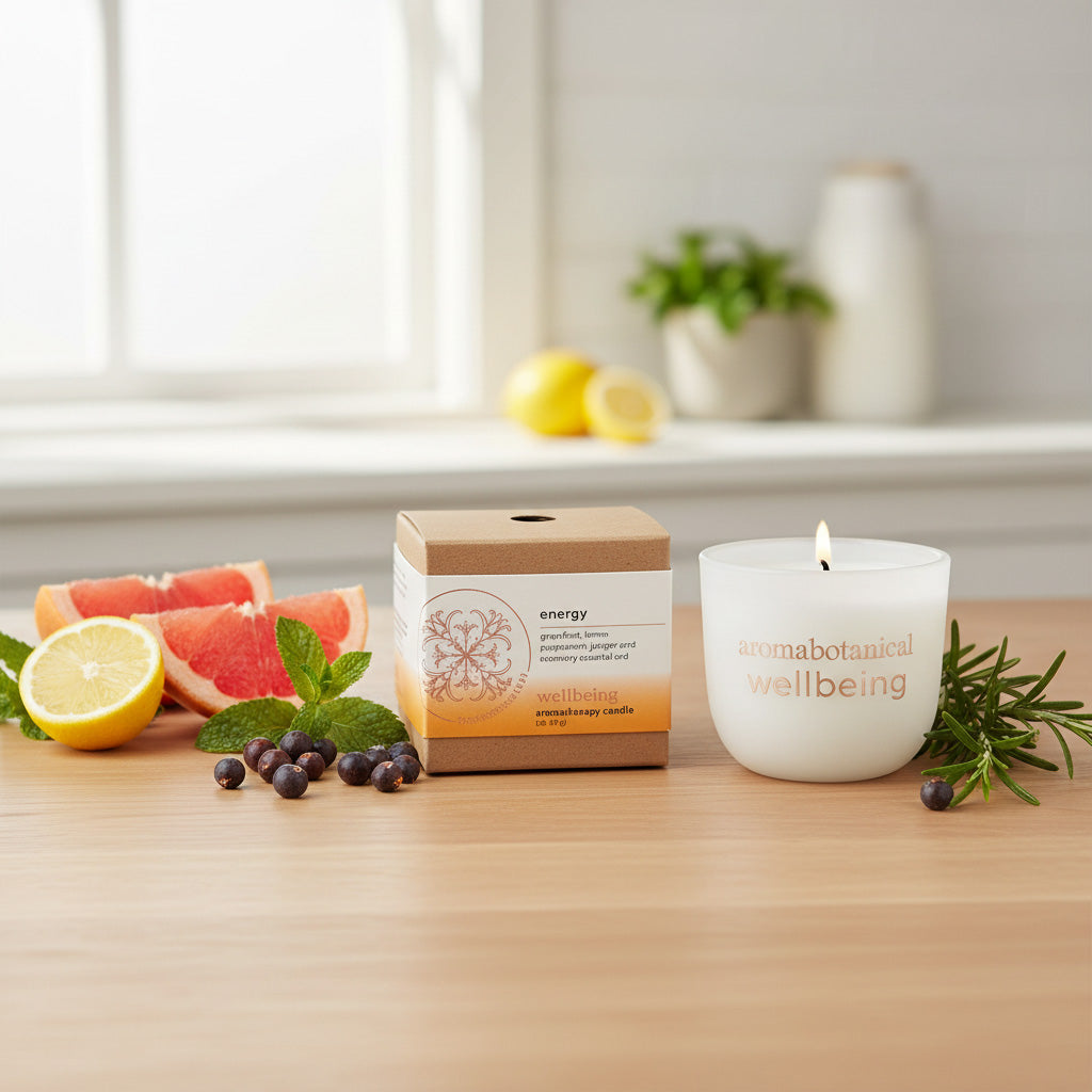 Mini Energy Candle with Invigorating Citrus & Herbal Scent by Aromabotanical