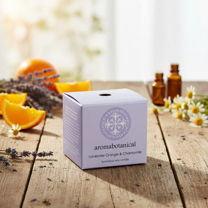 Mini bougie lavande orange et camomille au mélange apaisant par Aromabotanical