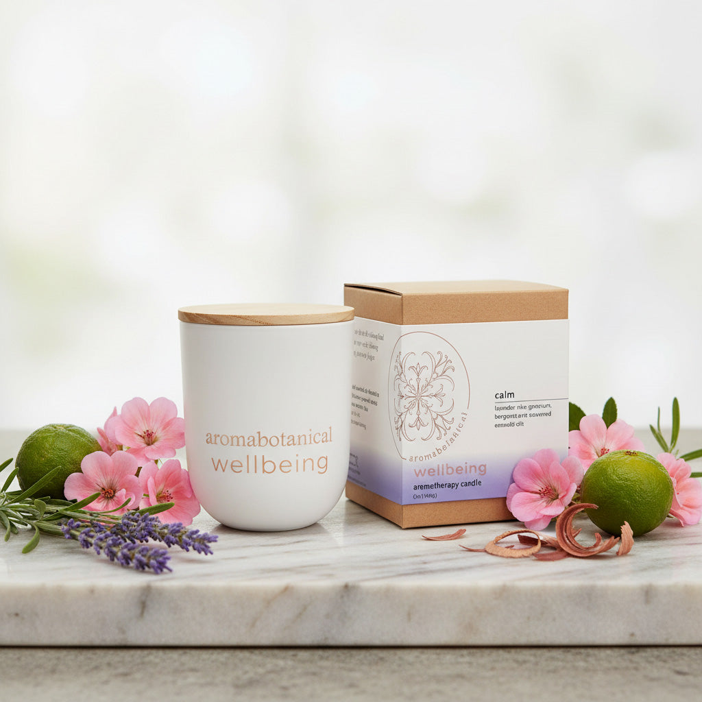 Small Calm Candle with Lavender & Bergamot for Serenity by Aromabotanical