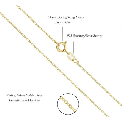 Collier chaîne basique en argent sterling 925 couleur or véritable - Sca016