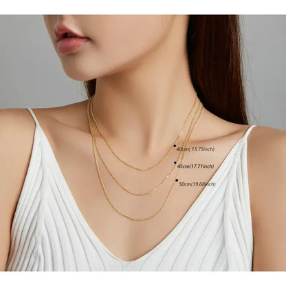Collier chaîne basique en argent sterling 925 couleur or véritable - Sca016