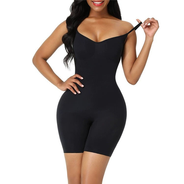 Everyday Snatched Waist Cami Shaper,Open Crotch Design,No-Roll Flat Leg Shapewear-Ultimate Tummy Control & Booty Lift Bodysuit For Women