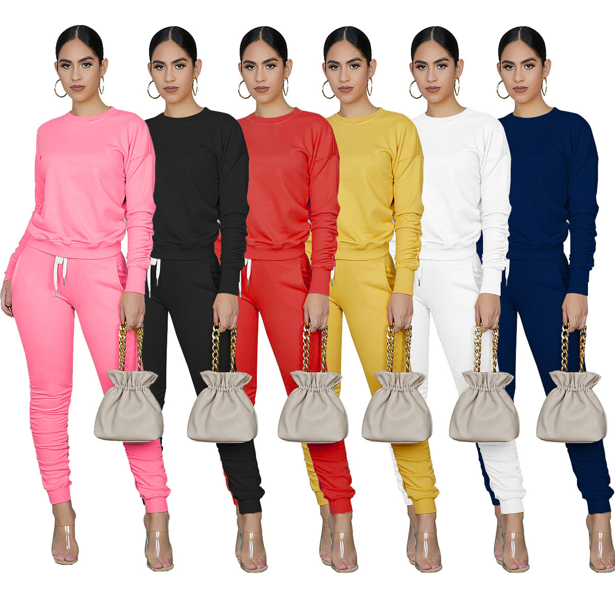 Women's Casual Lounge Set – Cozy Fleece Sweater and Matching Pants Sports Outfit
