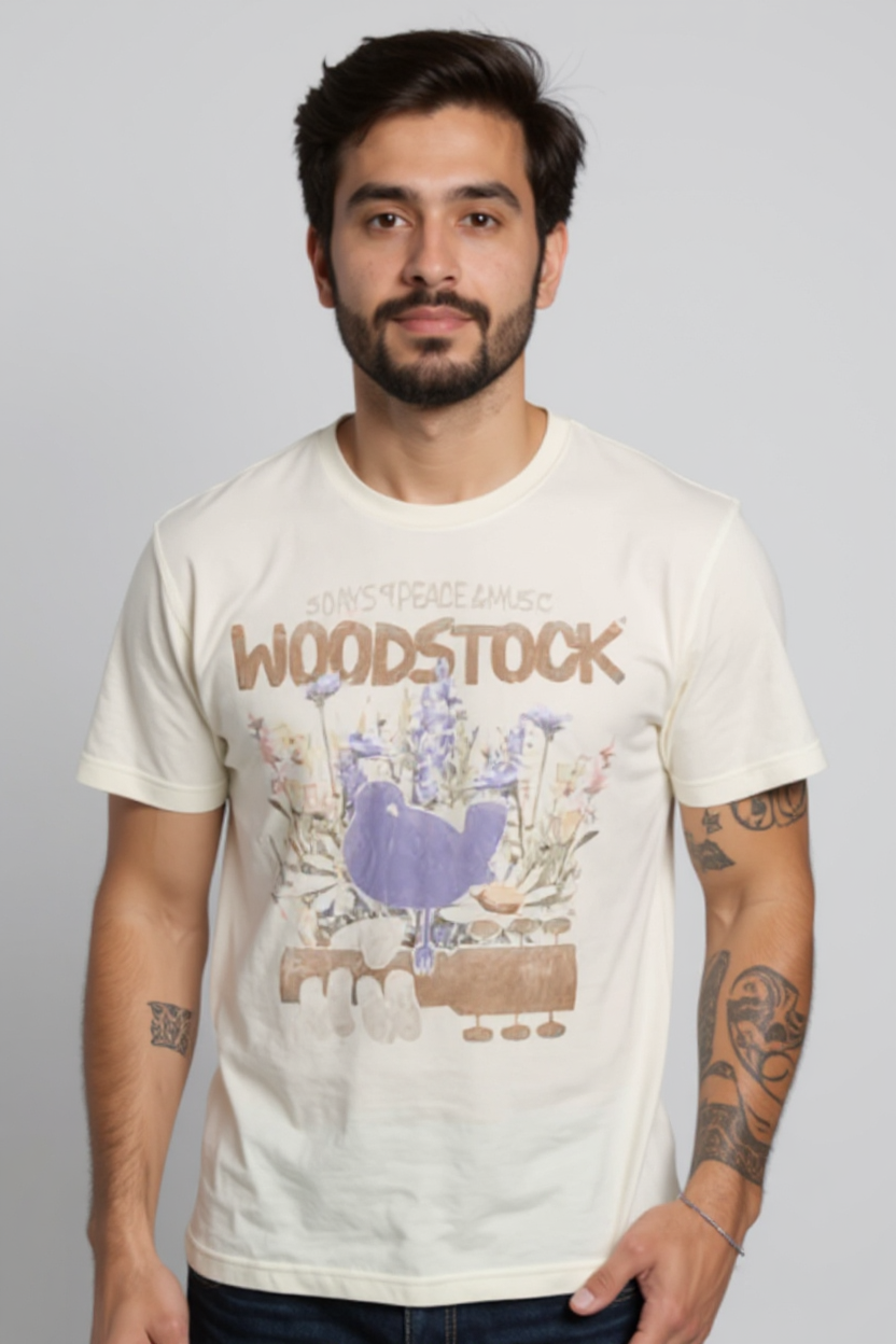 T-shirt naturel Woodstock Fleurs Sauvages