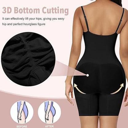 Everyday Snatched Waist Cami Shaper,Open Crotch Design,No-Roll Flat Leg Shapewear-Ultimate Tummy Control & Booty Lift Bodysuit For Women