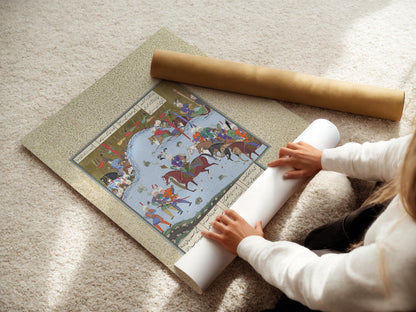 Shahnameh Giclee Art Print: Bahram Gur Persian Miniature (Framed & Unframed Available)