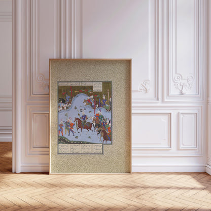 Shahnameh Giclee Art Print: Bahram Gur Persian Miniature (Framed & Unframed Available)