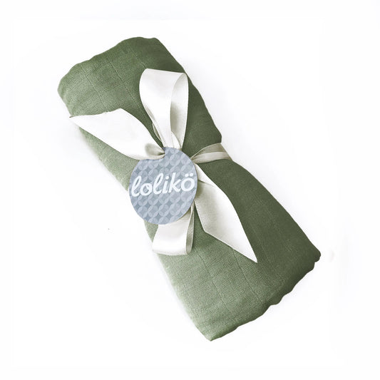 Mousseline en bambou pour bébé – Kaki