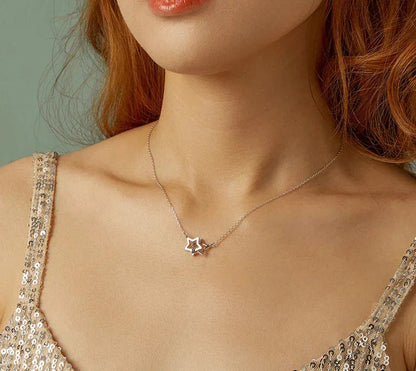 Cœurs connectés : Collier pendentif en argent sterling étoile/cœur/chat