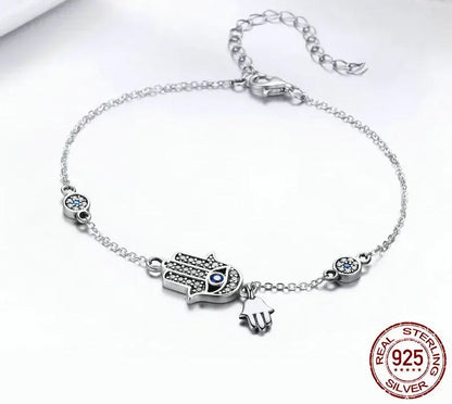 Bracelet breloque mauvais œil bleu en argent sterling – Fermoir mousqueton