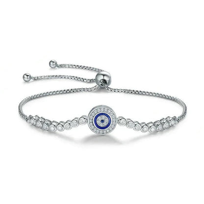 Bracelet tennis œil grec en argent sterling avec zircone cubique – Ajustable