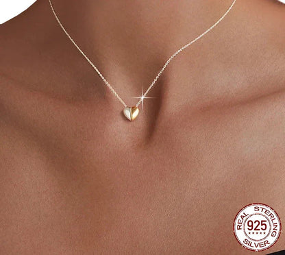 Collier pendentif cœur plaqué or pour femme - Bijou cœur de couple en argent sterling 925
